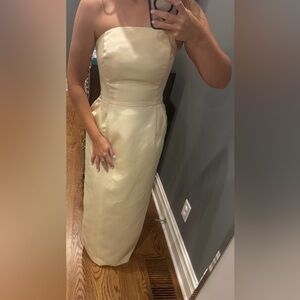 Elegant Strapless Pale Lemon Dress